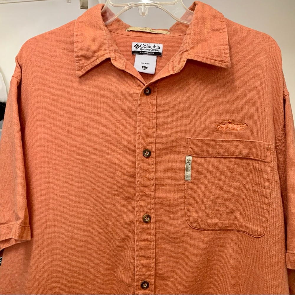 Columbia River Lodge Orange Short Sleeve Shirt XL